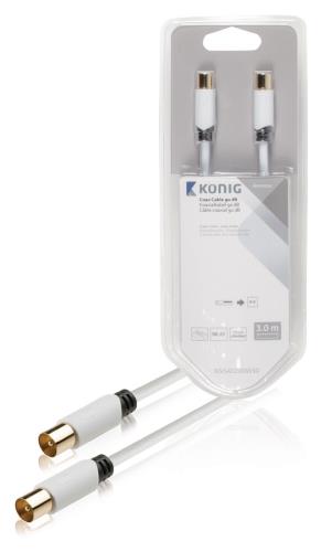 König KNS40200W30 Coax kabel 90 dB coax male - male 3,00 m wit