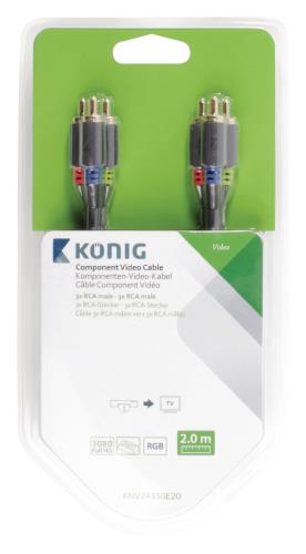 König KNV24350E20 Component video kabel 3x RCA male - 3x RCA male 2,00 m grijs
