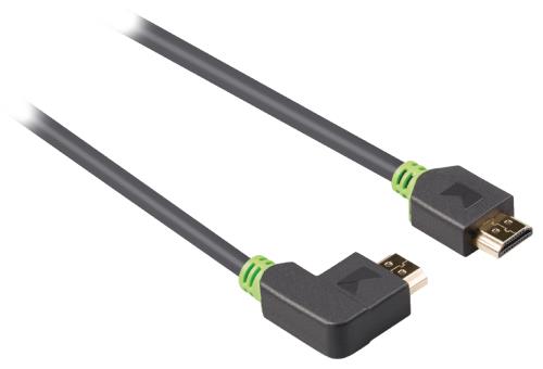 König KNV34250E30 High Speed HDMI kabel met Ethernet HDMI connector - HDMI connector links gehoekt 3,00 m grijs