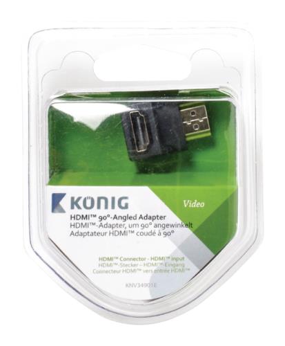 König KNV34901E HDMI 90° haaks adapter HDMI connector - HDMI ingang 1 stuk grijs