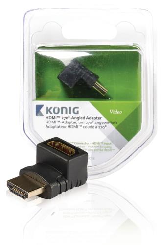 König KNV34902E HDMI 270° haaks adapter HDMI connector - HDMI ingang 1 stuk grijs