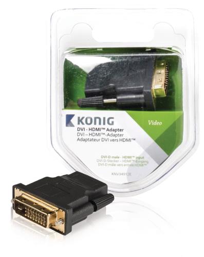 König KNV34912E DVI - HDMI adapter DVI-D male - HDMI ingang 1 stuk grijs