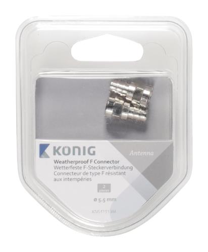 König KNS41913M Weerbestendig F connector male 5,50 mm 2 stuks metaal