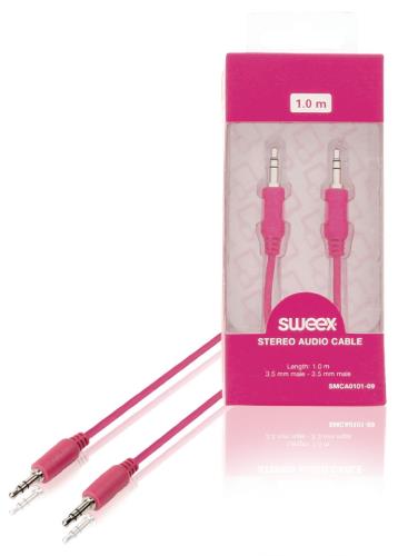 Sweex SMCA0101-09 Stereo audio kabel 3.5 mm male - male 1.00 m roze
