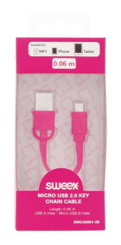 Sweex SMCA0201-09 Micro USB 2.0 key chain cable USB A male - Micro USB B male 0.10 m pink
