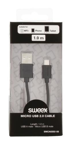 Sweex SMCA0202-00 Micro USB 2.0 cable USB A male - Micro USB B male 1.00 m black