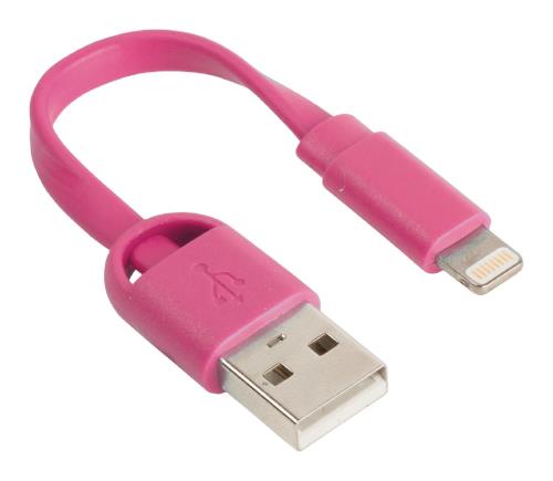 Sweex SMCA0311-09 USB sync and charge key chain cable USB A male - 8-pin Lightning male 0.10 m pink