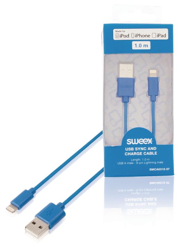 Sweex SMCA0312-07 USB sync and charge cable USB A male - 8-pin Lightning male 1.00 m black