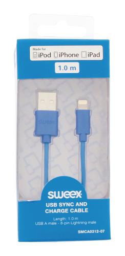 Sweex SMCA0312-07 USB sync and charge cable USB A male - 8-pin Lightning male 1.00 m black