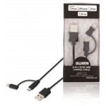 Sweex SMCA0321-00 2 in 1 sync and charge cable USB 2.0 A male - Micro B male + Lightning adapter 1.00 m black