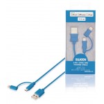 Sweex SMCA0321-07 2 in 1 sync and charge cable USB 2.0 A male - Micro B male + Lightning adapter 1.00 m blue