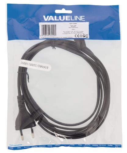 Valueline VLEP11045B30 Stroomkabel euro connector male - IEC-320-C7 haaks 3.00 m zwart