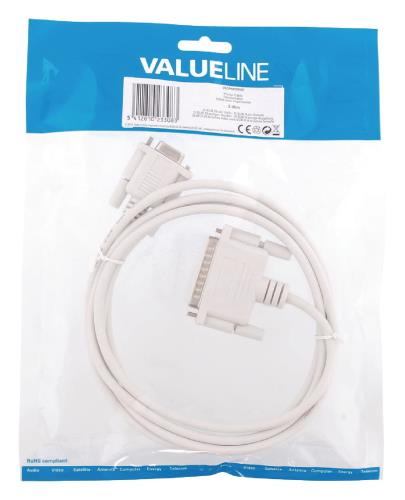 Valueline VLCP52135I20 Printerkabel D-SUB 25-pin male - D-SUB 9-pin female 2,00 m ivoor