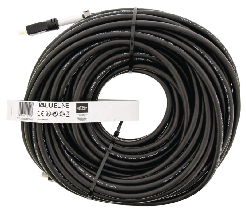 Valueline VGVT34020B250 High Speed HDMIT-kabel met ethernet HDMIT-connector - HDMIT-connector 25,0 m zwart