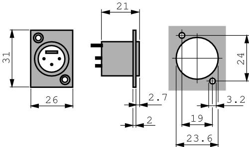 Neutrik  XLR Panel-mount male receptacle <prefix></prefix>3<suffix></suffix> Panel-mount male receptacle DL soldeer c...
