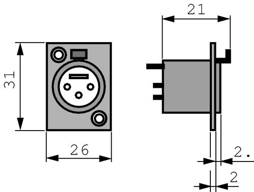 Neutrik  XLR Panel-mount female receptacle <prefix></prefix>3<suffix></suffix> Panel-mount female receptacle DL solde...