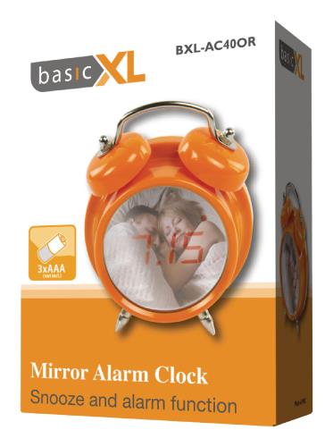 basicXL BXL-AC40OR Spiegelwekker met alarm oranje