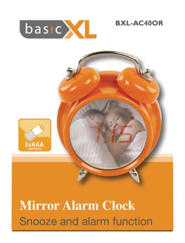 basicXL BXL-AC40OR Spiegelwekker met alarm oranje