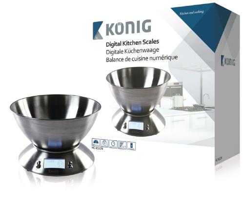 König HC-KS32N Digitale keukenweegschaal met roestvrijstalen kom