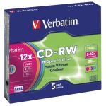 Verbatim CDRVER00029B CD rewritable 5 pack colored 700 MB