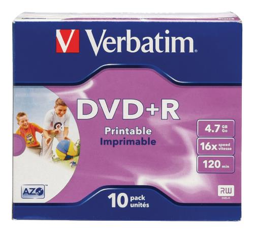 Verbatim DVDVER00045B DVD+R Wide Inkjet Printable ID Brand