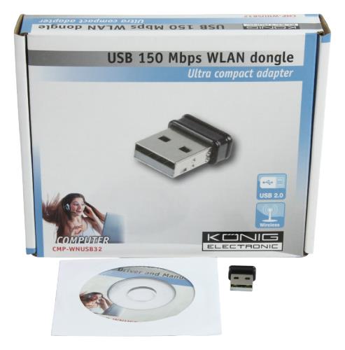 König CMP-WNUSB32 Ultracompacte WLAN USB 2.0 dongle 150 Mbps