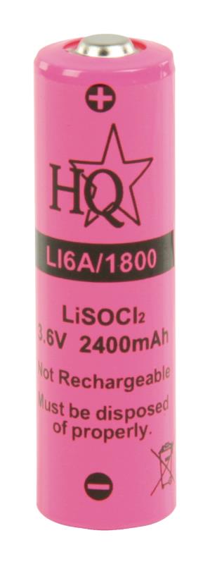 HQ LI6A/1800 Lithium thionyl chloride batterij 3.6 V 2400 mAh