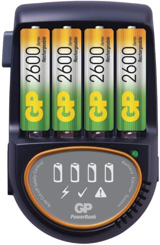 GP 13050GS270-C4 Powerbank H500 lader incl. 4x Ni-MH 2700 mAh AA batterijen