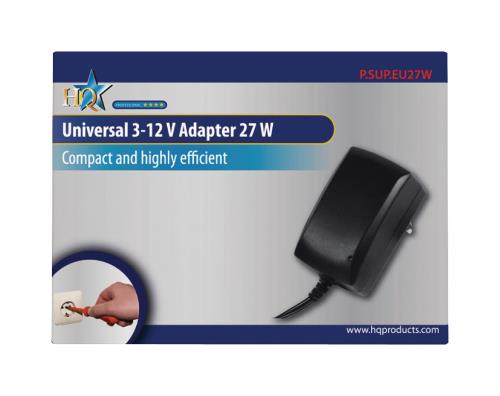 HQ P.SUP.EU27W Universele 3 - 12 V adapter 27 W