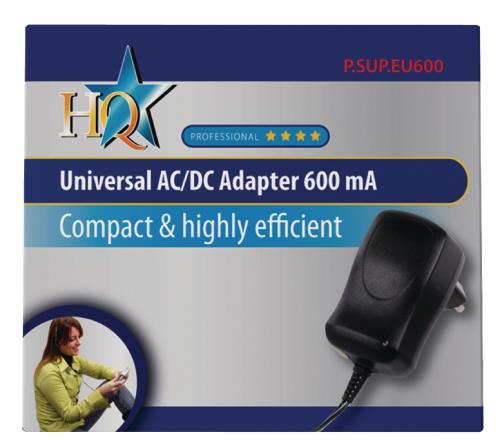 HQ P.SUP.EU600 Universele AC/DC adapter 600 mAh