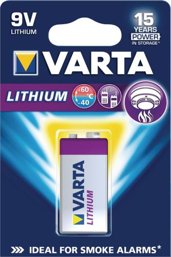 Varta 6122.301.401 CR9V lithium rookalarm batterij 1-blister