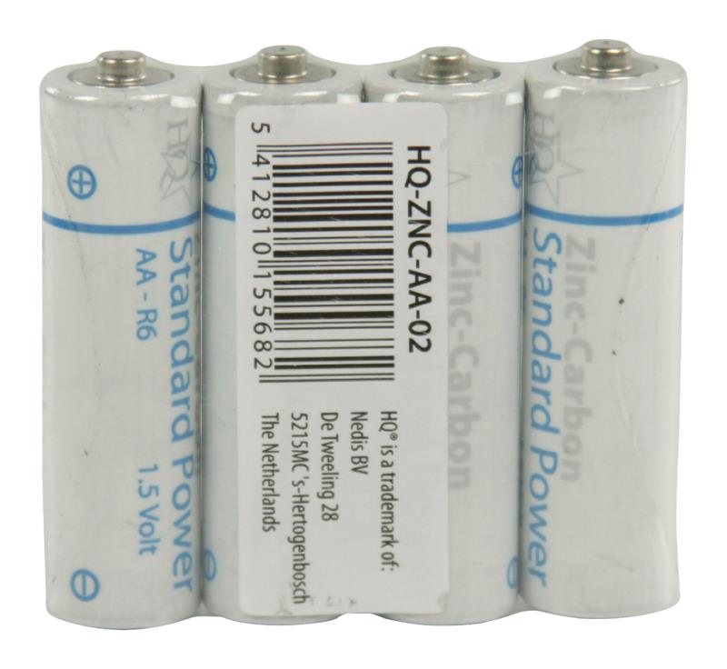 HQ HQ-ZNC-AA-02 Zink chloride 1.5 V AA batterij 4-folie
