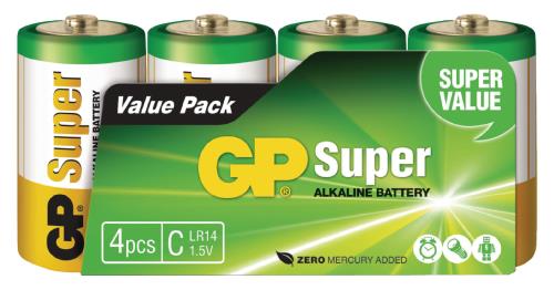 GP 03014AS4 Batterij alkaline C/LR14 1.5 V Super 4-foil
