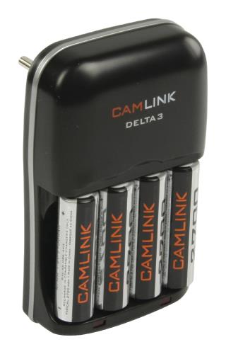 Camlink CL-DELTA3EU-27 Delta3 EU Charger + 4 x AA 2700 mAh Ni-MH batterijen