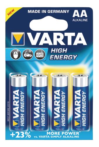 Varta 4906.121.414 Batterij alkaline AA/LR6 1.5 V High Energy 4-blister