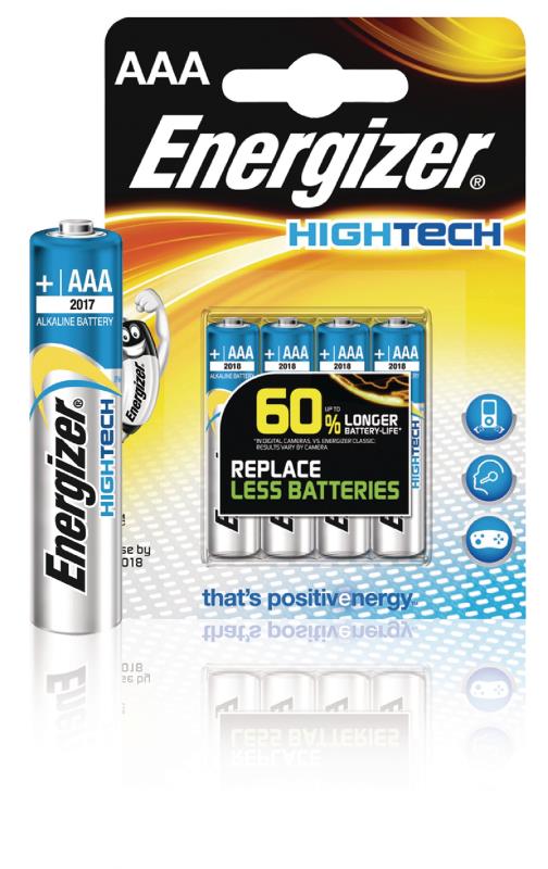 Energizer 638435 Batterij alkaline AAA/LR03 1.5 V HighTech 4-blister