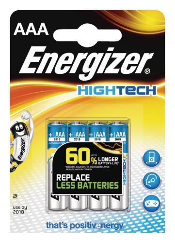 Energizer 638435 Batterij alkaline AAA/LR03 1.5 V HighTech 4-blister