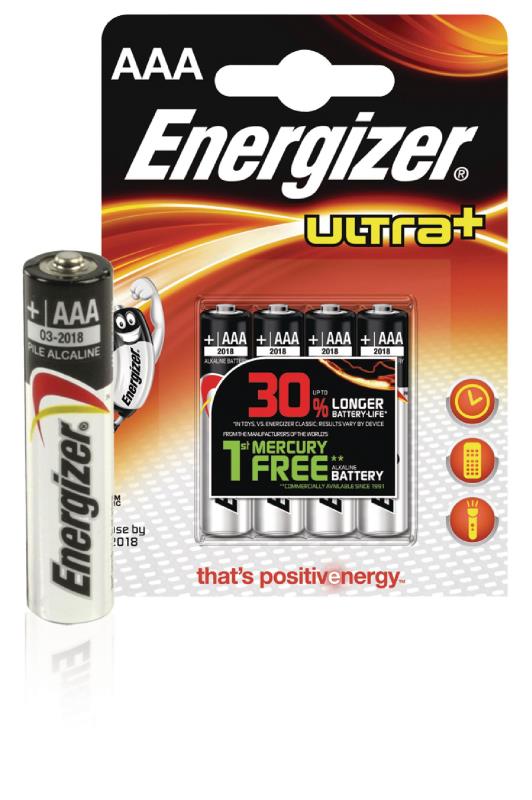 Energizer 636024 Batterij alkaline AAA/LR03 1.5 V Ultra+ 4-blister