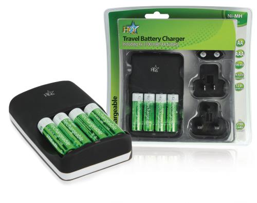 HQ HQ-CH04-27 Batterij reislader inclusief 4xAA 2700 mAh batterijen