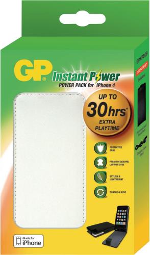 GP 130XPB08 WHITE Beschermhoes met ingebouwde noodbatterijenlader voor iPhone 4 wit