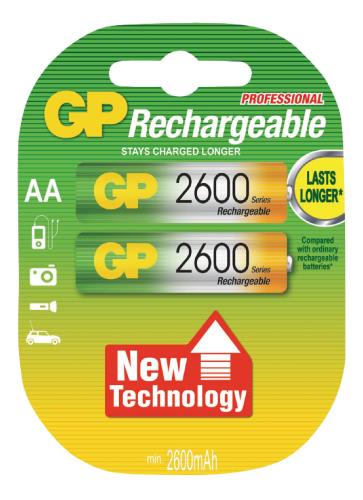 GP 120270AAHCBC2 NIMH rechargeable battery 1V2 AA 2600MaH 2-pack