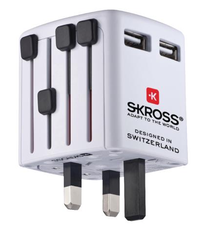 Skross 1.302300 Reis-USB-oplader blisterverpakking wit