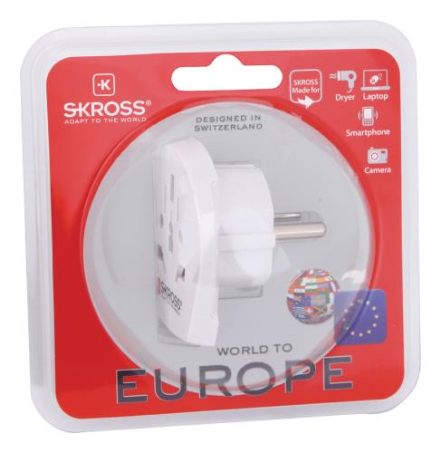 Skross 1.500211 Reisadapter wereld naar Europa wit