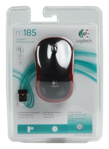 Logitech 910-002237 M185 draadloze muis rood
