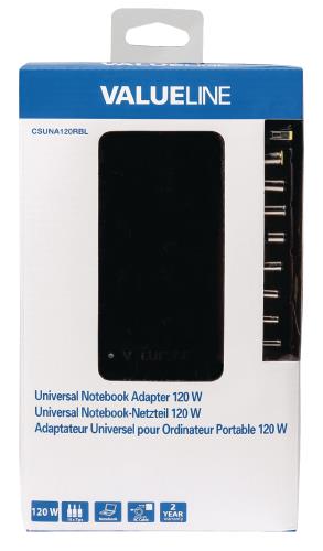 Valueline CSUNA120RBL Universele notebook-adapter 120 W