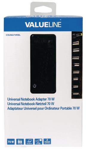 Valueline CSUNA70RBL Universele notebook-adapter 70 W