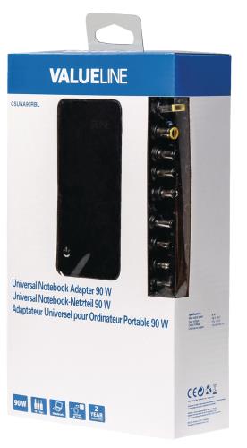 Valueline CSUNA90RBL Universele notebook-adapter 90 W
