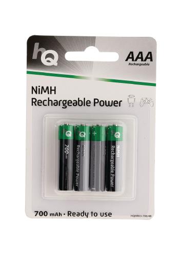 HQ HQHR03-700/4B Oplaadbare NiMH AAA-batterij 700 mAh, blister 4 stuks