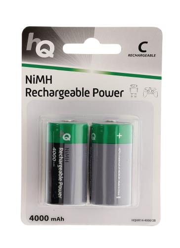HQ HQHR14-4000/2B Oplaadbare NiMH C-batterij 4000 mAh, blister 2 stuks