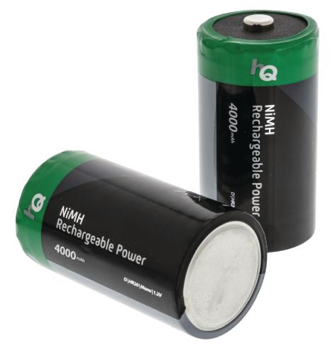 HQ HQHR20-4000/2B Oplaadbare NiMH D-batterij 4000 mAh, blister 2 stuks